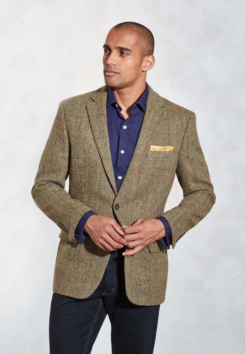 Regular Fit Stromay Olive Check Harris Tweed® Sport Coat
