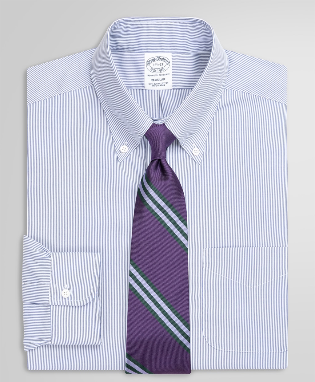 スーピマコットン ブロードクロス クラシックストライプ ドレスシャツ