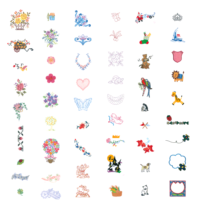 刺しゅう模様 - 機能・スペック | Family Marker FM1100 | 刺しゅう用