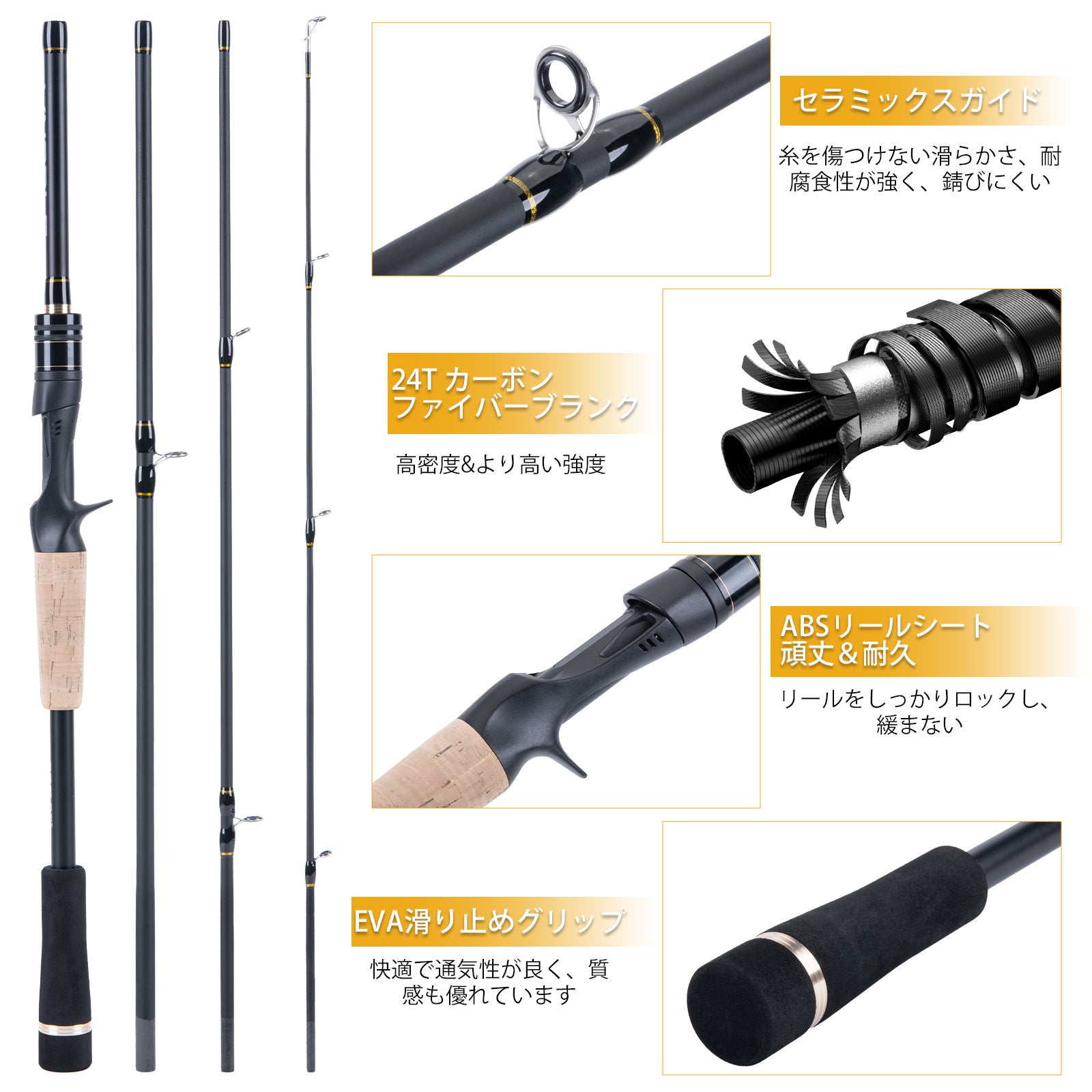 Goture スピニングロッド ベイトロッド 1.98M 2.1M EVAグリップ 釣り