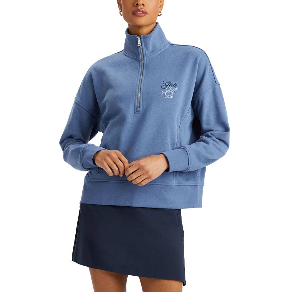Gfore Girls Too French Terry Quarter Zip Boxy Golf Pullover Slate