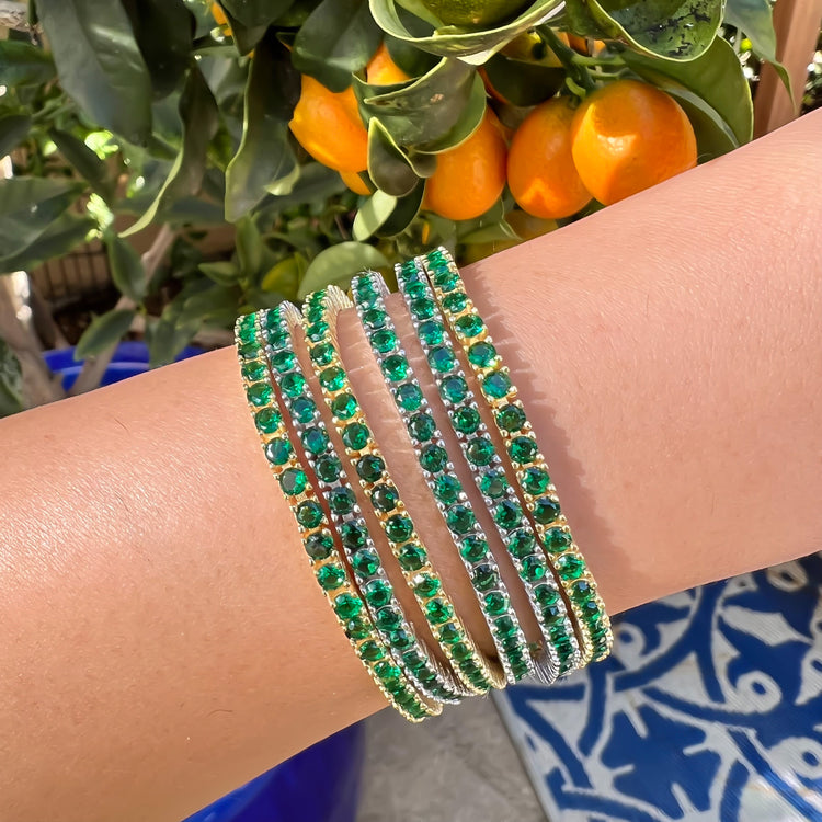 Sterling silver green emerald tennis bracelet – Gemma Azzurro