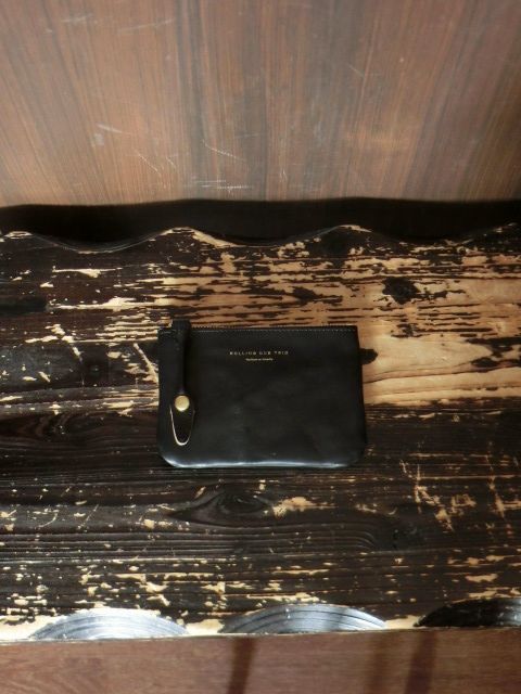 ROLLING DUB TRIO SQUARE ZIP & SNAP POUCH size S HORSE BLACK GENCO