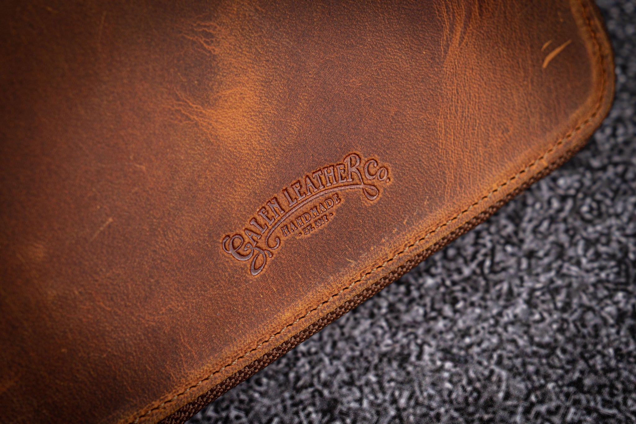 Leather Zip 10 Slots Pen Case w/ A5 Notebook Holder - Galen Leather