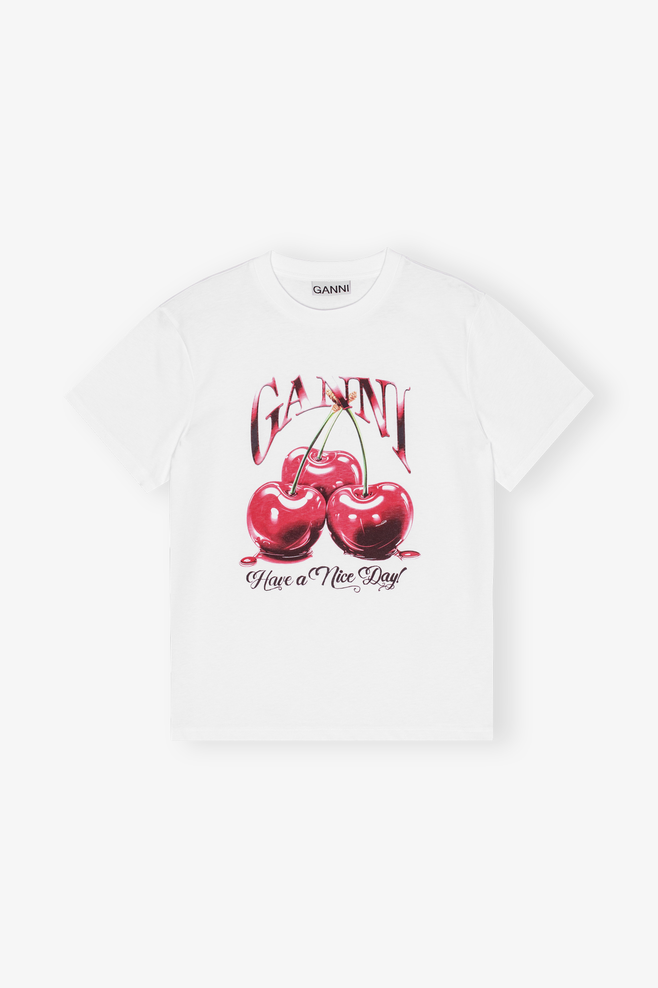 Bright White White Basic Jersey Cherry Relaxed T-shirt | GANNI US
