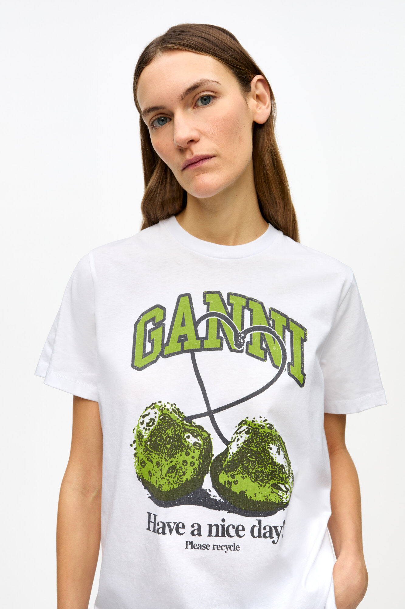 Bright White White Basic Jersey Cherry Relaxed T-shirt | GANNI US