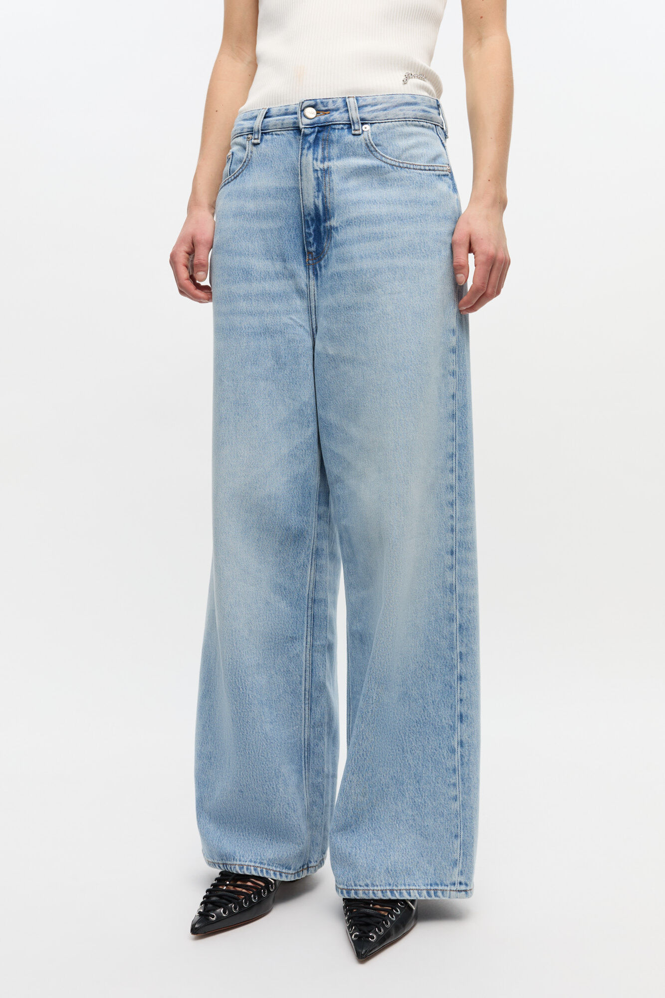 Light Blue Stone Light Blue Baggy Jeans | GANNI US