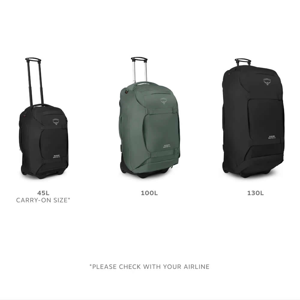 Buy Osprey Sojourn Shuttle 100 Wheeled Duffel | Black & Koseret