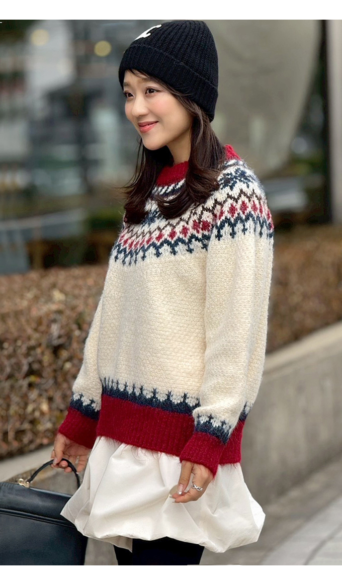 ノルディック柄ニット【7f-831-06097】