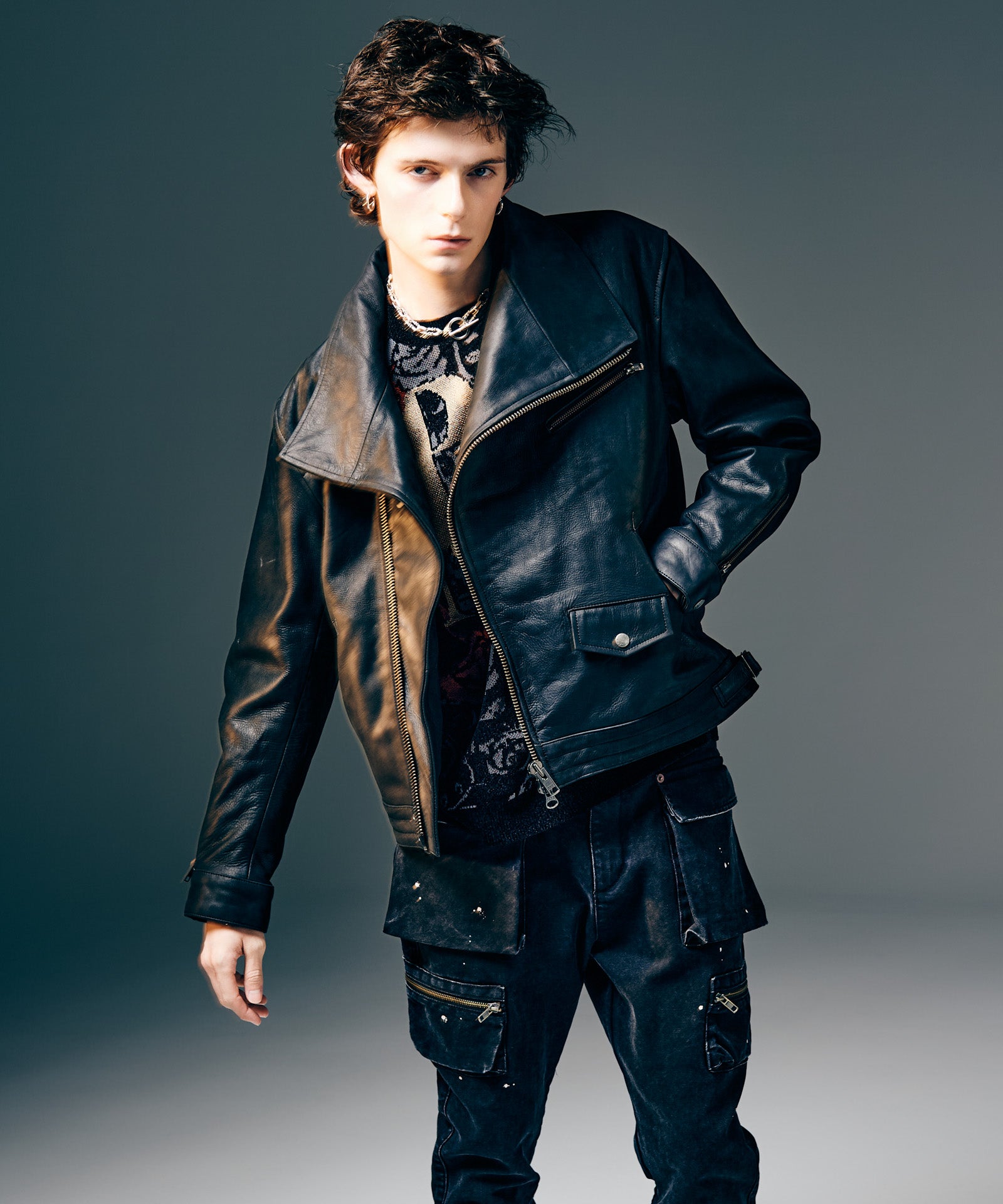 GB0425/JKT01 : High Neck Leather Jacket / ハイネックレザー