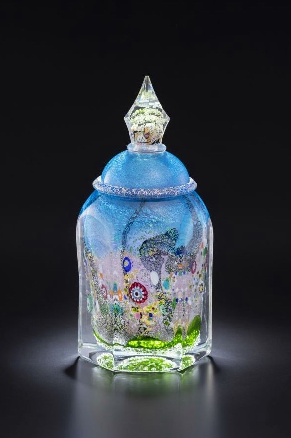 飾壺 金・プラチナ象嵌 「夢光琳」 | グラスアート黒木