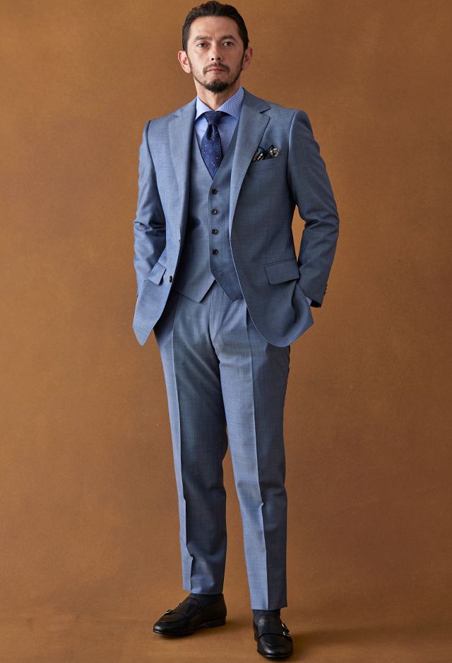ブルーグレースーツ・無地のコーディネート（GUABELLO）｜L3127U-2-57