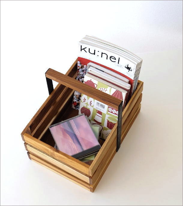 ツールボックス 木製 チーク アイアン 持ち手付き 収納ボックス 小物