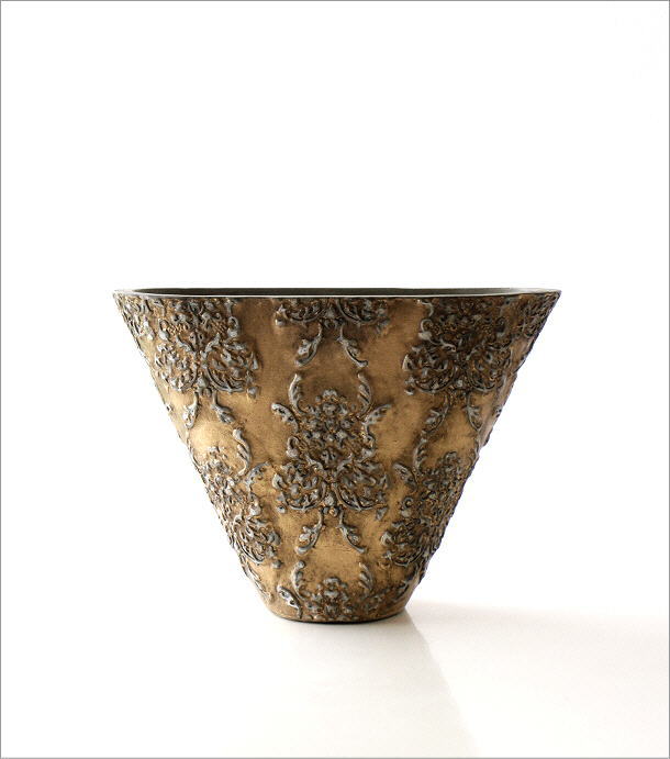 花瓶 陶器 おしゃれ 花器 フラワーベース ゴールドベース [sik3977