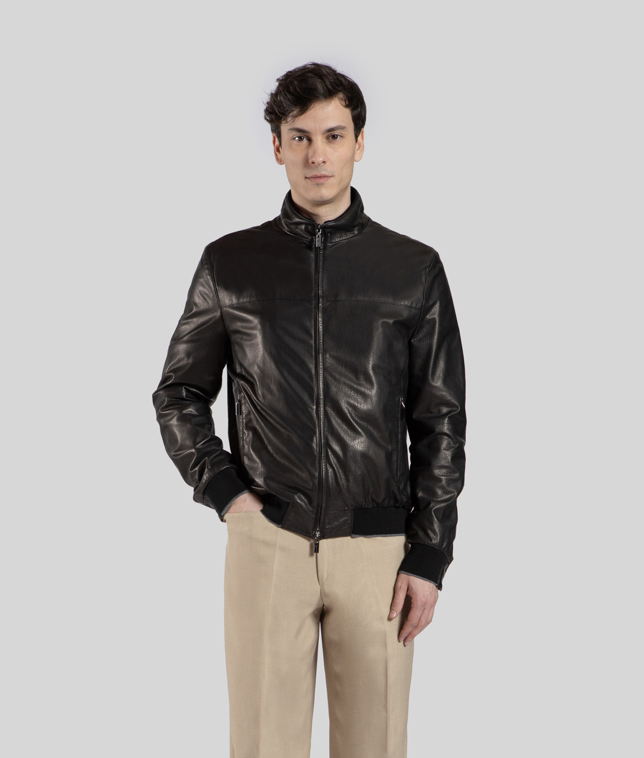 Men's black leather jacket - Made in Italy - Gimo's