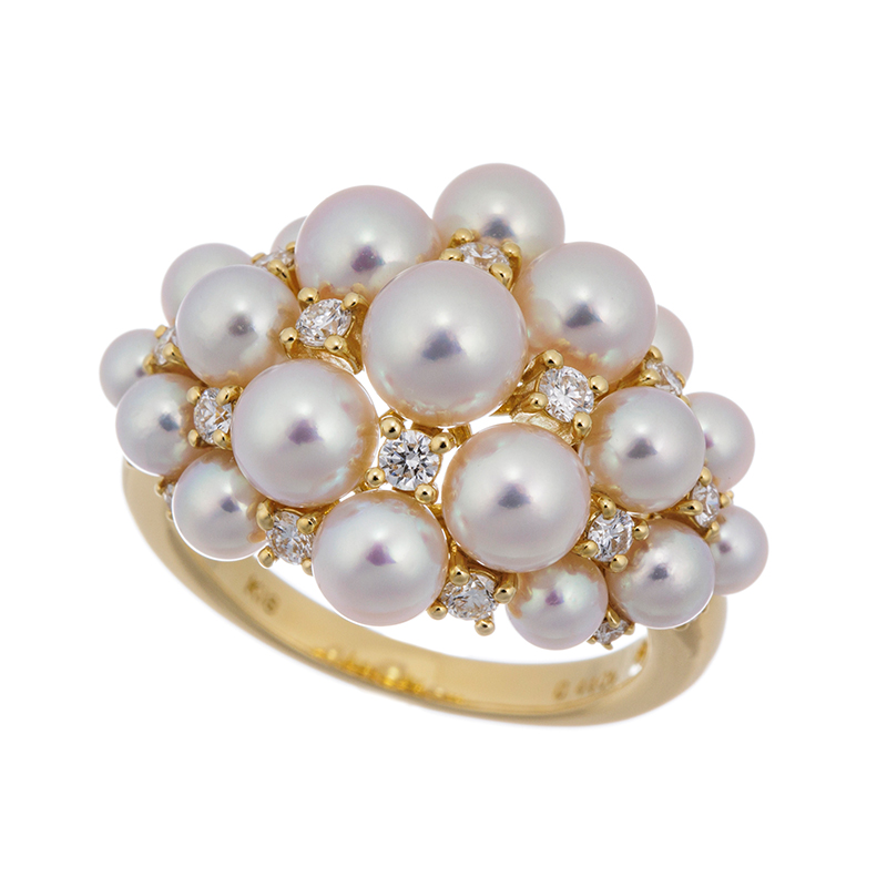 K18WG 越物アコヤ真珠フリーリングGSTV