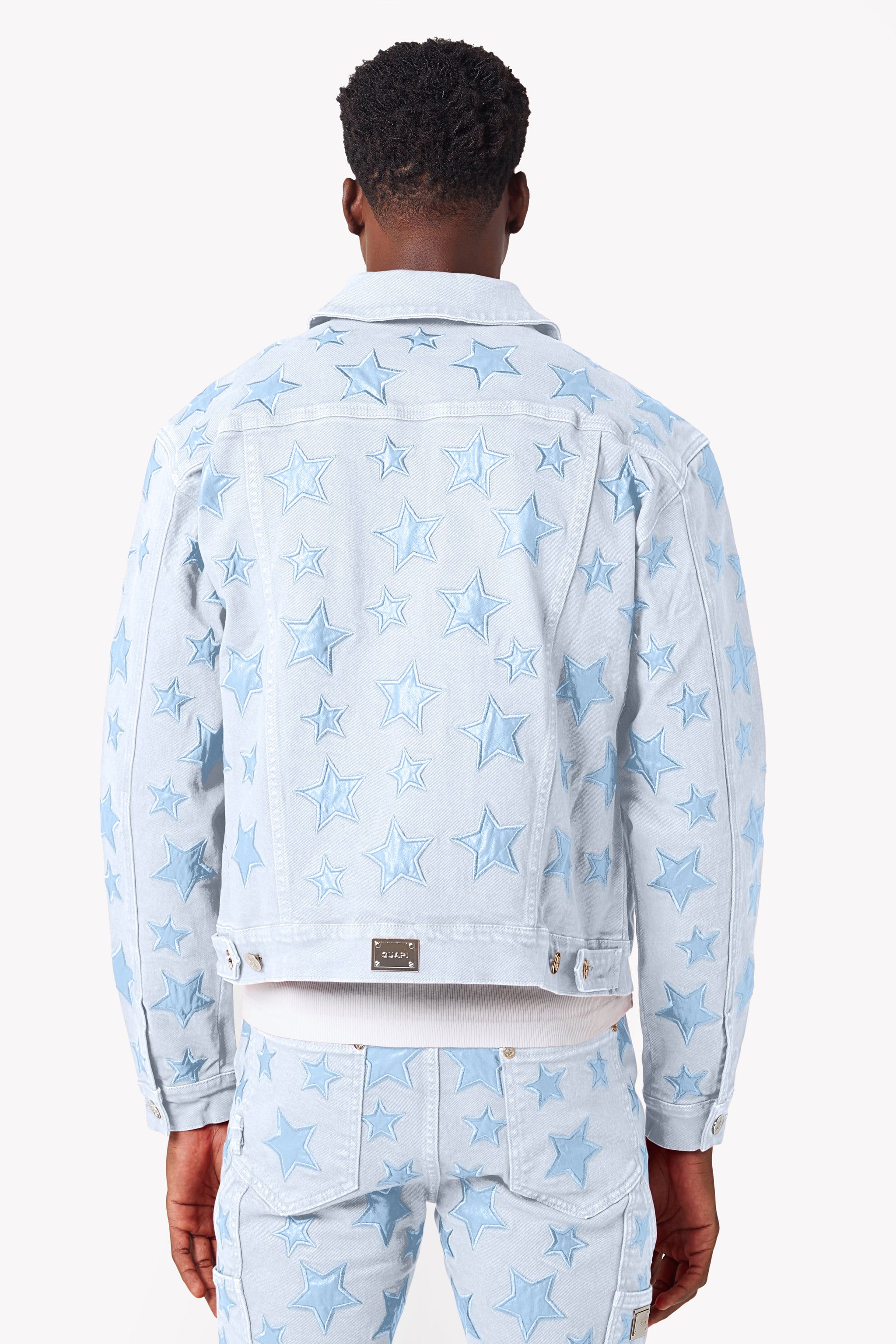 Aqua Blue Stars Denim Jacket - Guapi Clothing