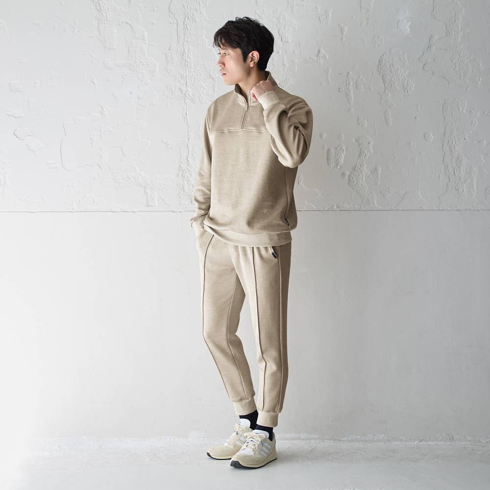 ハーフジップ】3層レイヤーニット BDW349 :メンズ トップス