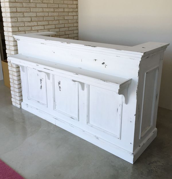 美容室向けオーダーメイドレジカウンターアンティークホワイトW1800