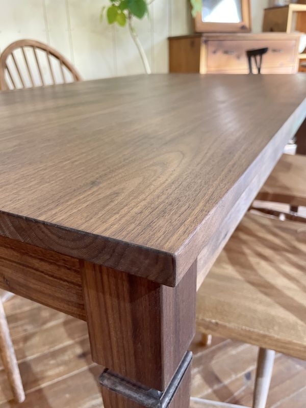 ウォールナットダイニングテーブルろくろ足アンティークテーブルW1300