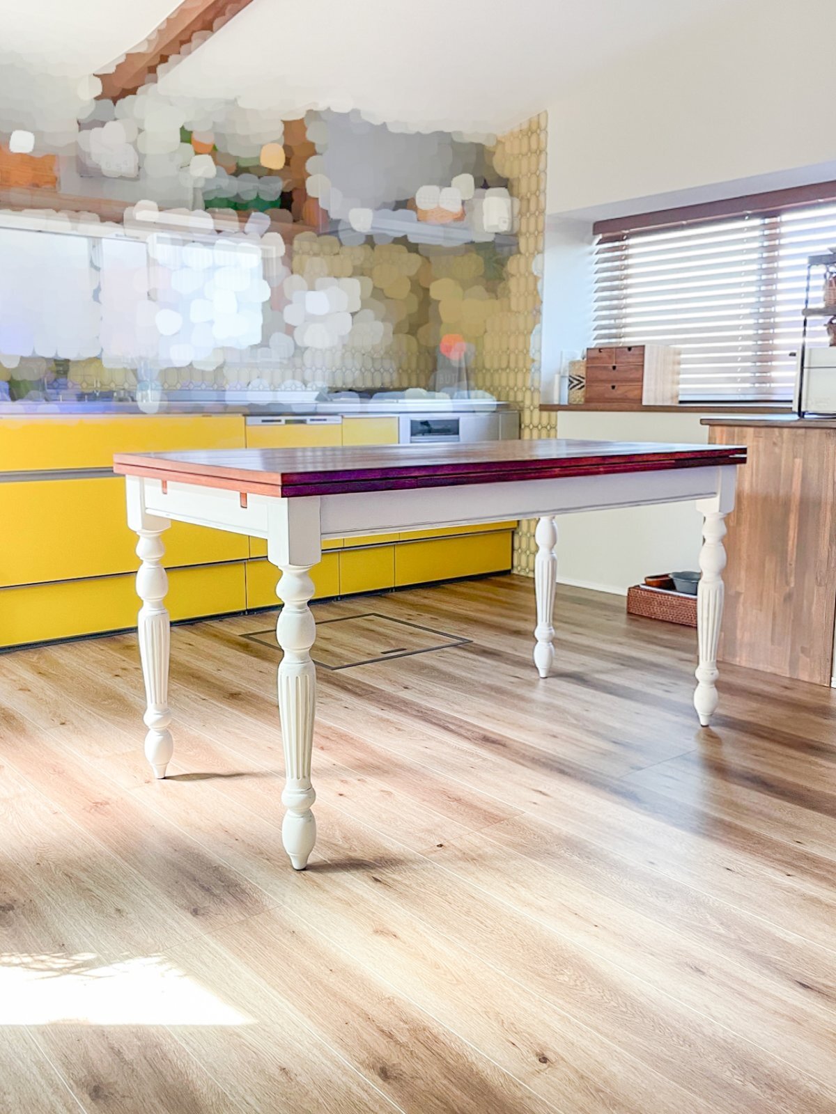 ドローリーフテーブル伸長式ダイニングテーブルのオーダーメイドW1400