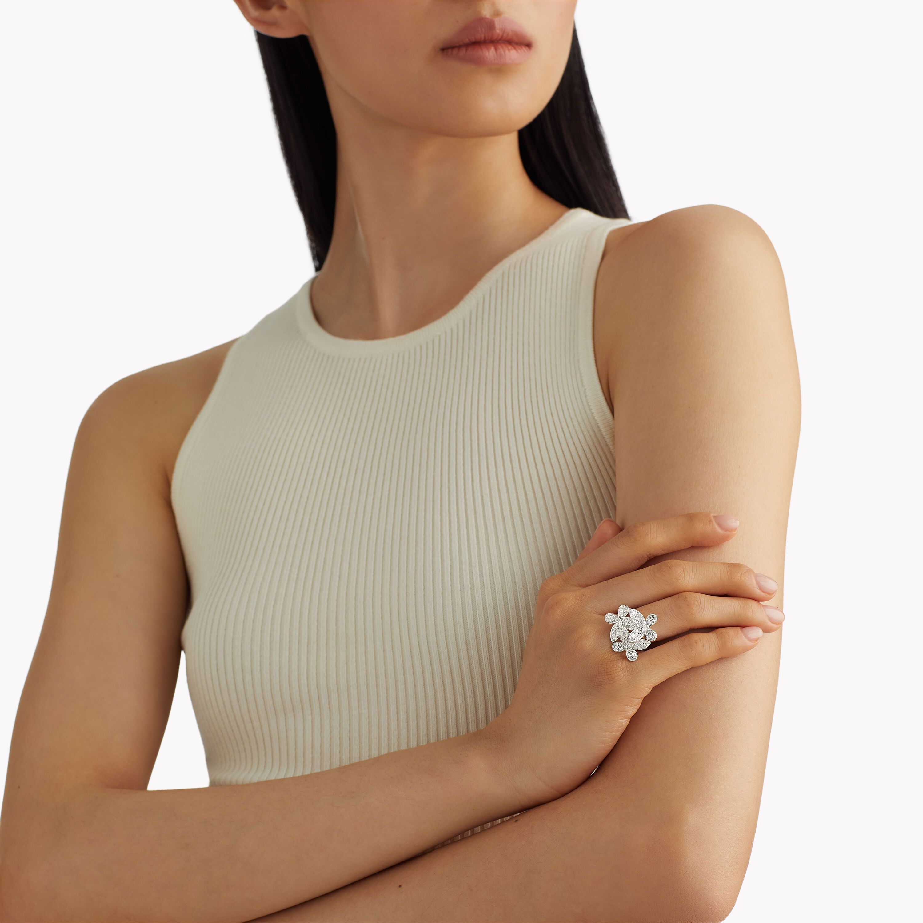 トリプル パヴェ バタフライ ダイヤモンドミニリング, ホワイト