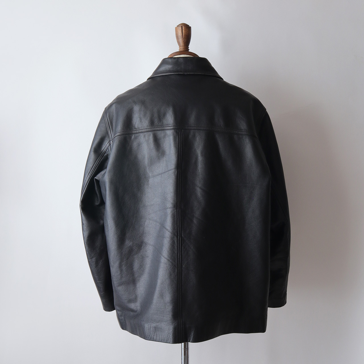 90's J.CREW LEATHER WOOL LINING CAR COAT,USED/VINTAGE (Men's