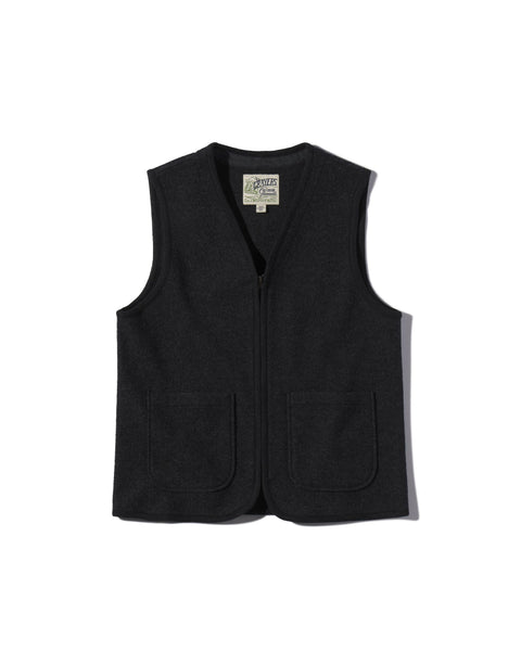 Burnham Boiled Wool Zip Up Vest - Charcoal – Grayers