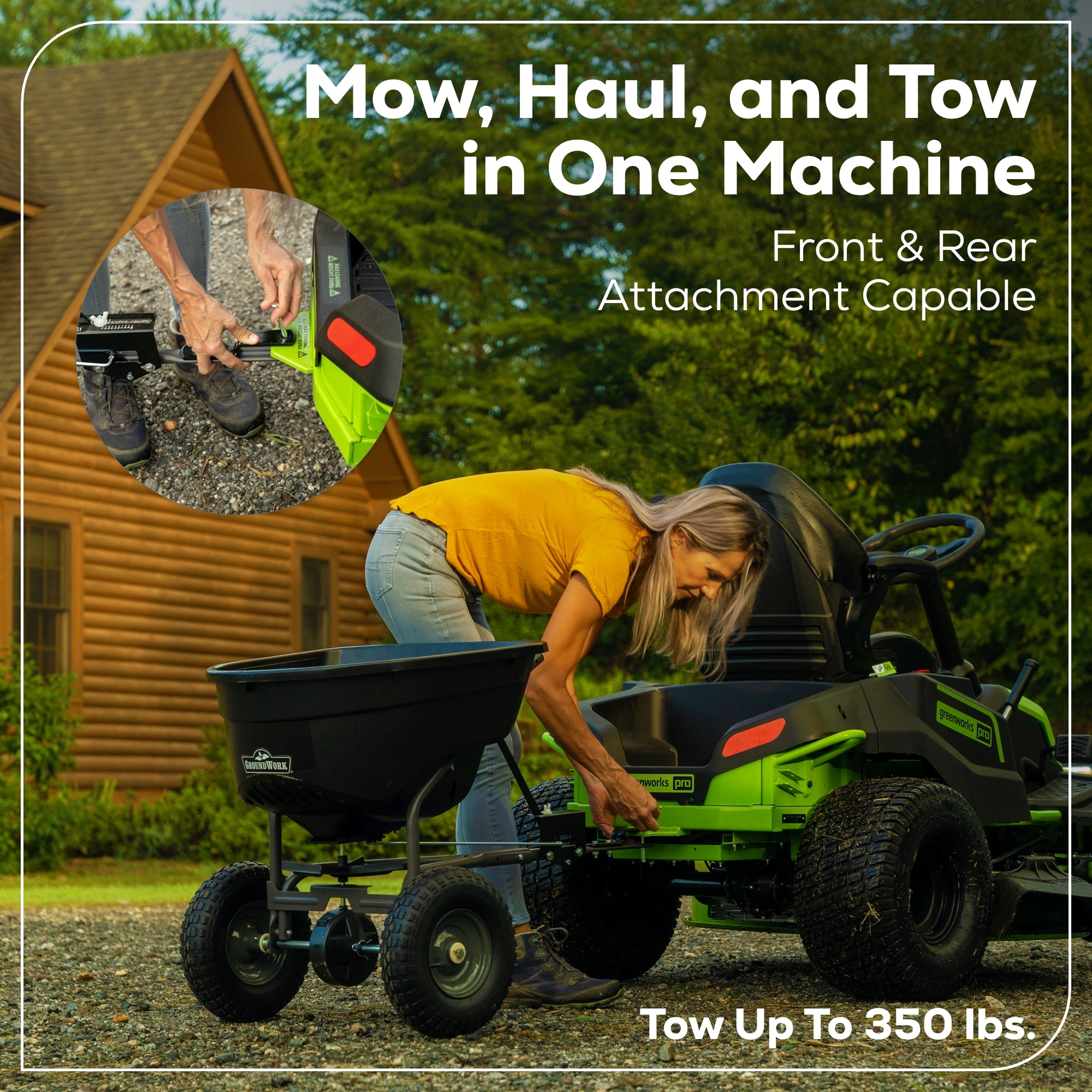 Pro 60V 42 Inch Crossovert Riding Lawn Mower 4 8Ah Batteries