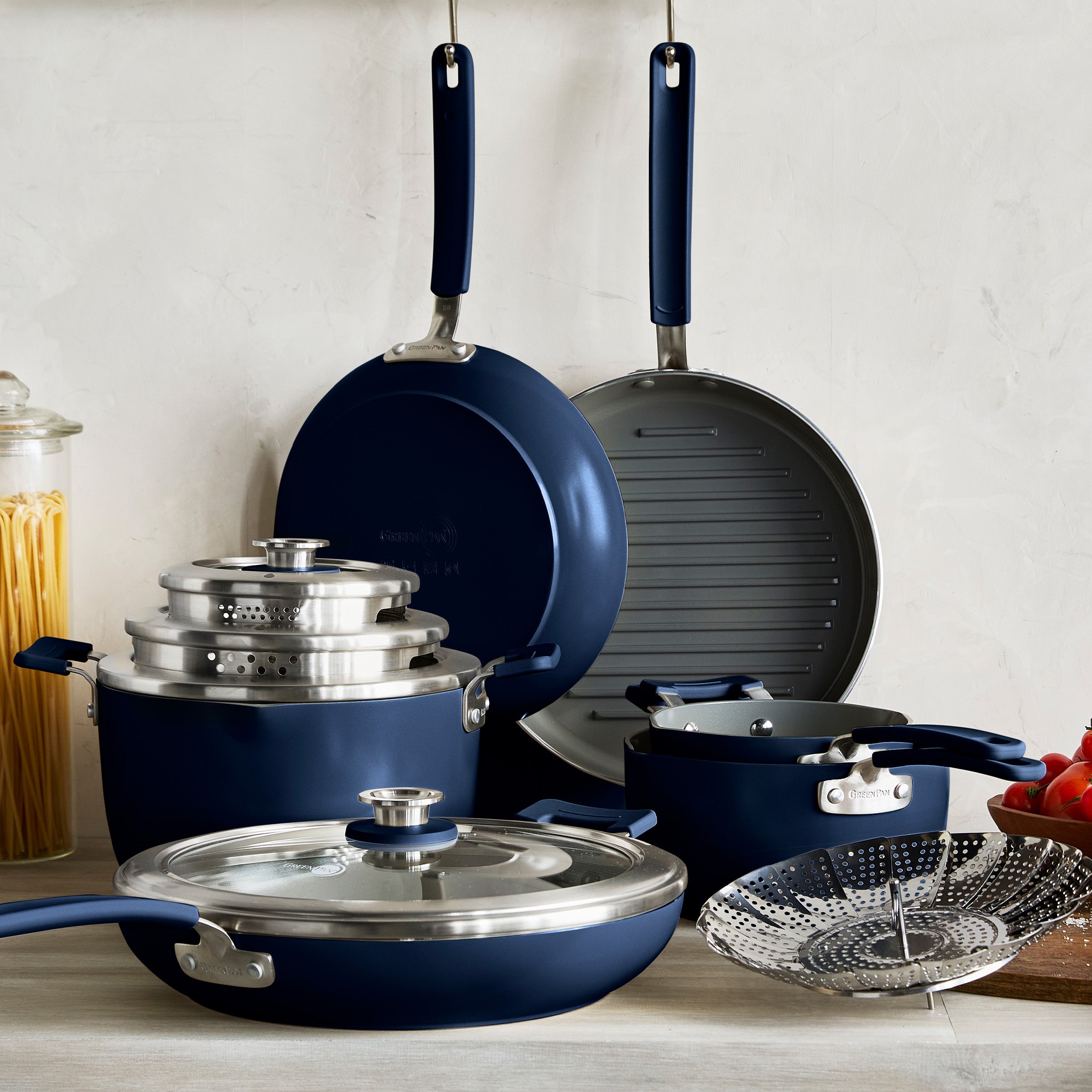 Space Saving Stack Ceramic Nonstick 11-Piece Cookware Set | Oxford