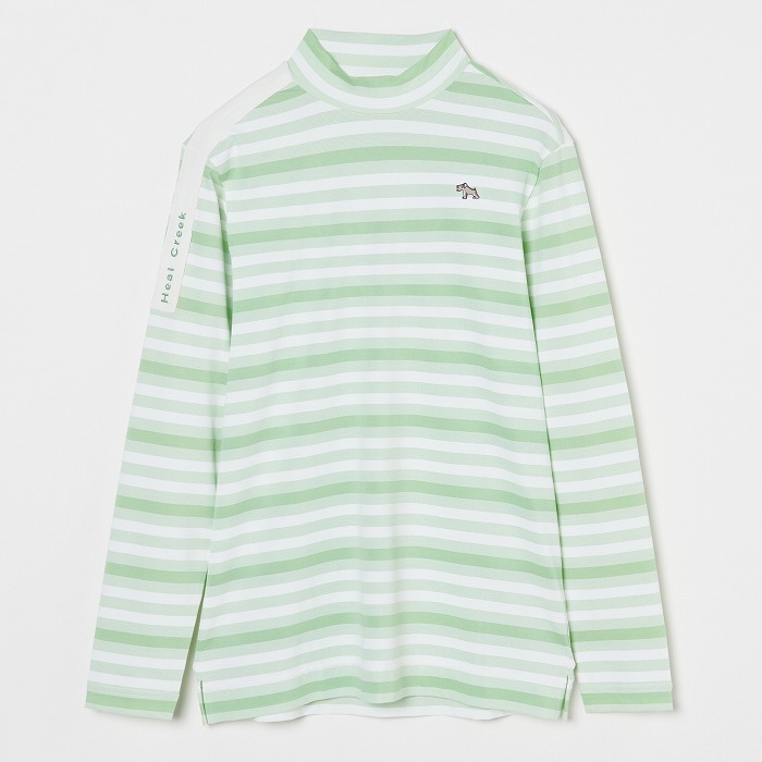 Heal Creek（ヒールクリーク）ボーダー長袖ハイネックシャツ(48 ライム