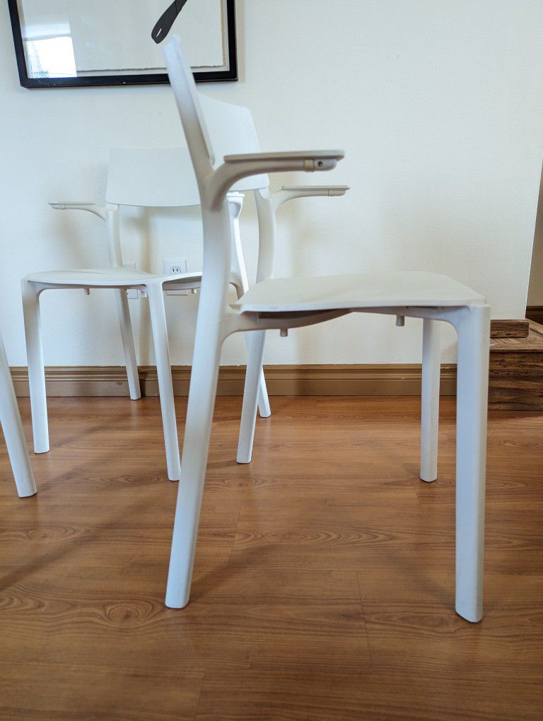 IKEA Janinge White Danish Modern Inspired Stackable / Dining Arm