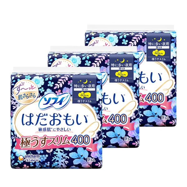 ソフィ はだおもい 極うすスリム 特に多い夜用 400 9枚×3｜ユニ