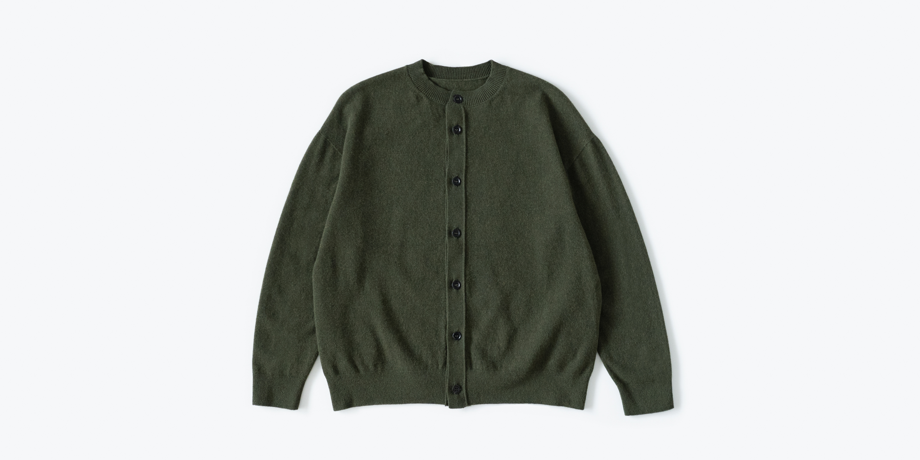 d WEAR クルーネック ウールカーディガン・ダークグリーン・S