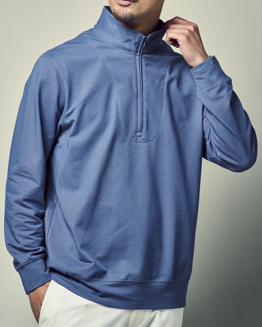 重ね着風・高伸縮ジャージハーフジップ/DoCLASSE