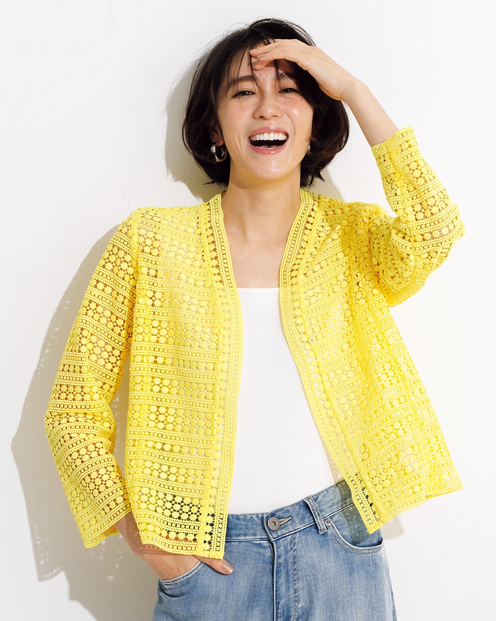 幾何柄レース・ノーカラージャケット/DoCLASSE