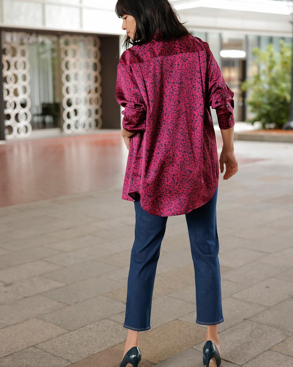 レオパードサテン・シャツブラウス/DoCLASSE