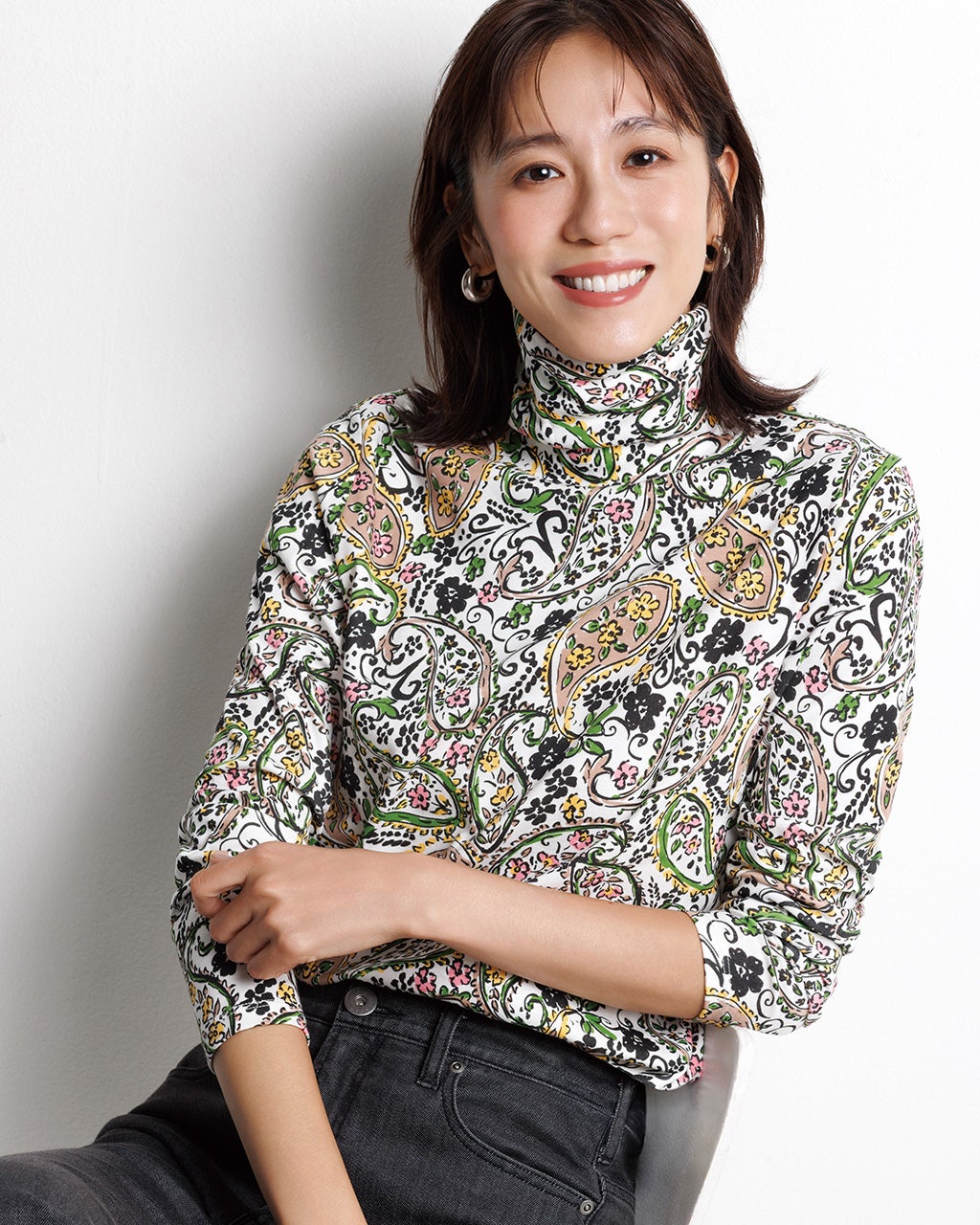 超長綿・タートルネック／総柄/DoCLASSE