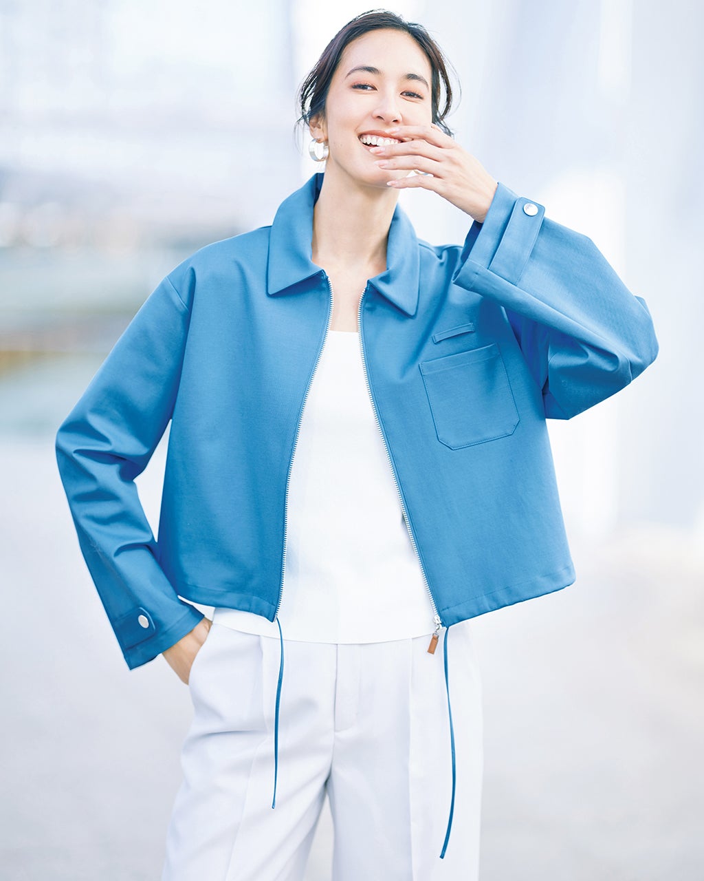 ストレッチダブルクロス・カラーブルゾン/DoCLASSE