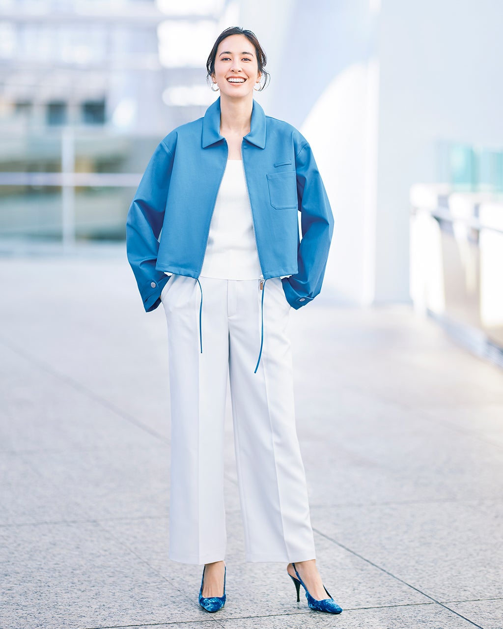 ストレッチダブルクロス・カラーブルゾン/DoCLASSE