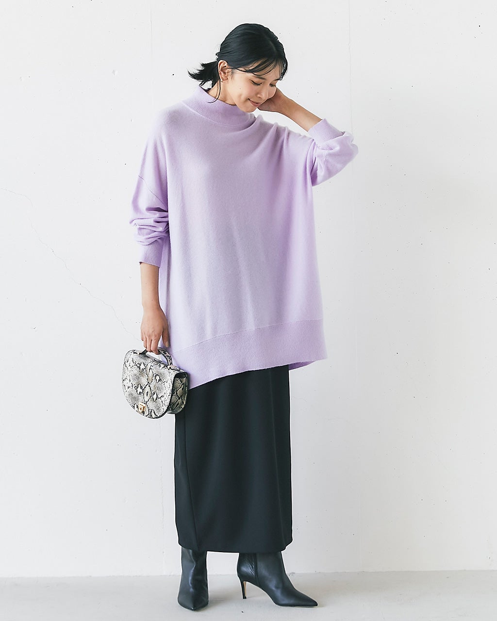 ウールカシミヤ・ハイネックチュニック/DoCLASSE