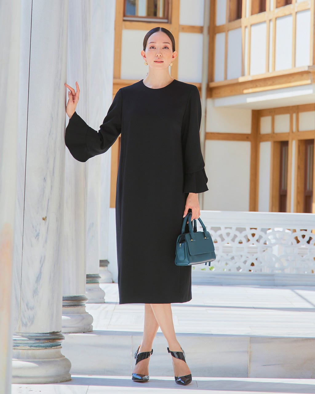 カルゼダブル・袖口フレア2WAYワンピース/DoCLASSE