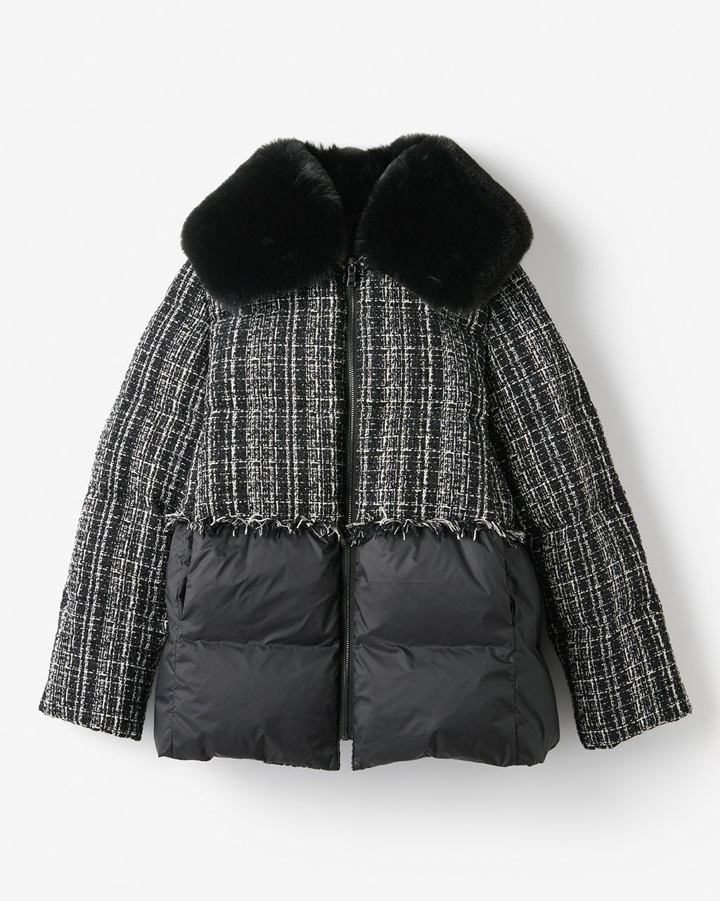 ツイードコンビ・エコファーダウンジャケット/DoCLASSE