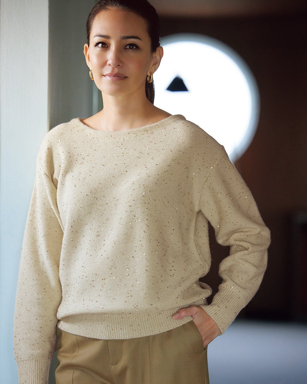 ウール混・スパンコールラメセーター/DoCLASSE