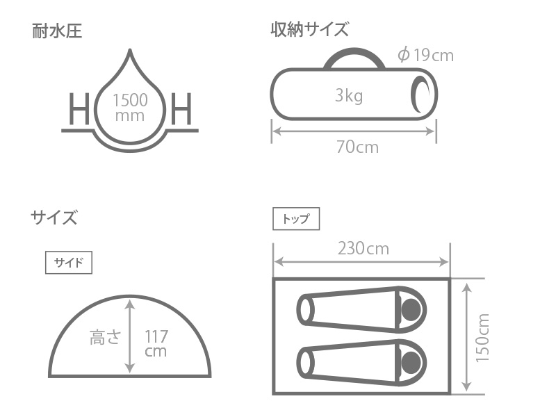 ワンタッチテント（ブラック） T2-629-BK - DOD（ディーオーディー