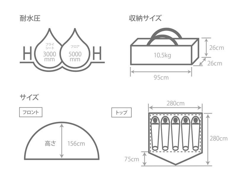 わがやのテントL（タン） T5-869-TN - DOD（ディーオーディー）【公式