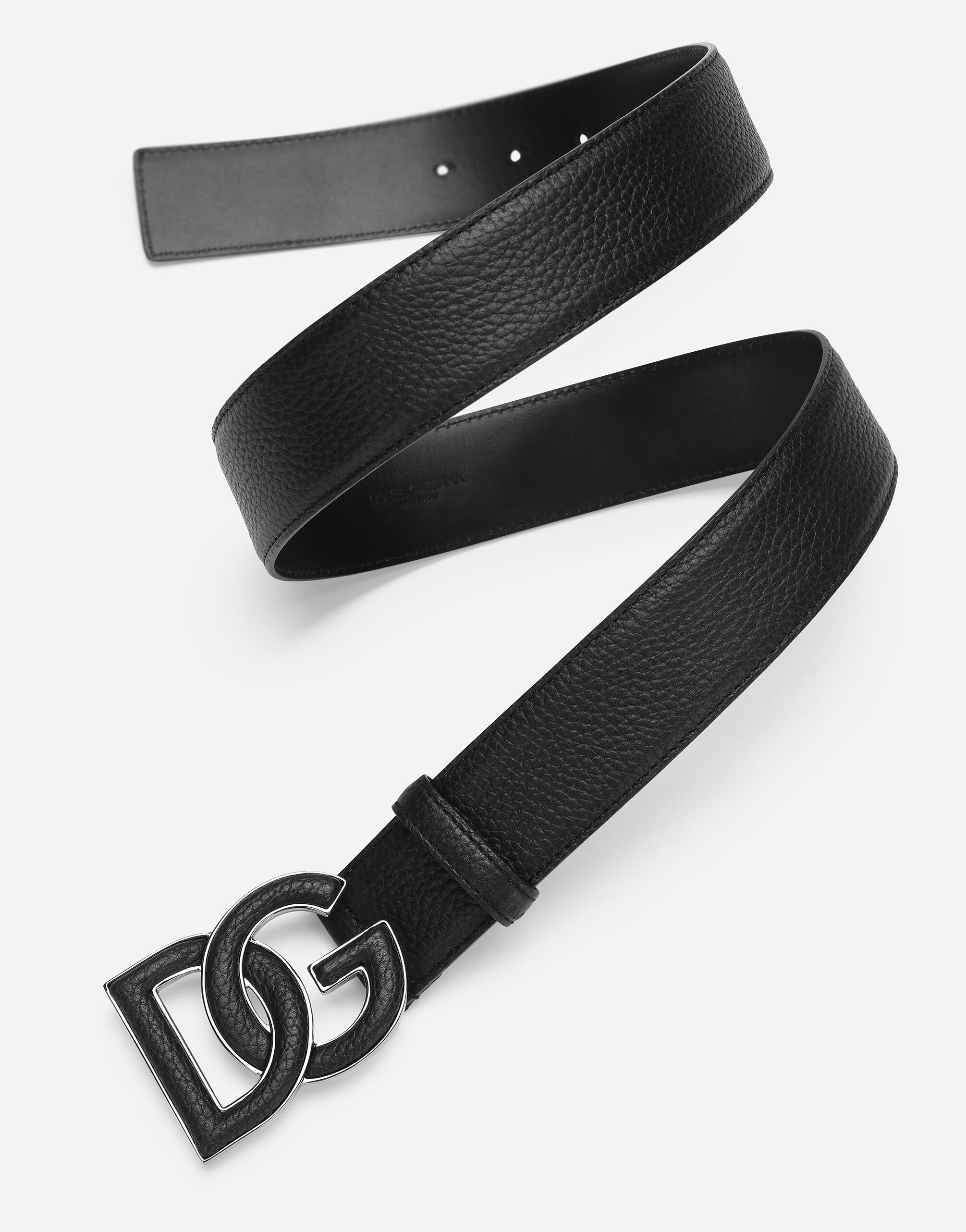 Deerskin-print calfskin belt with logo print in Black for Men