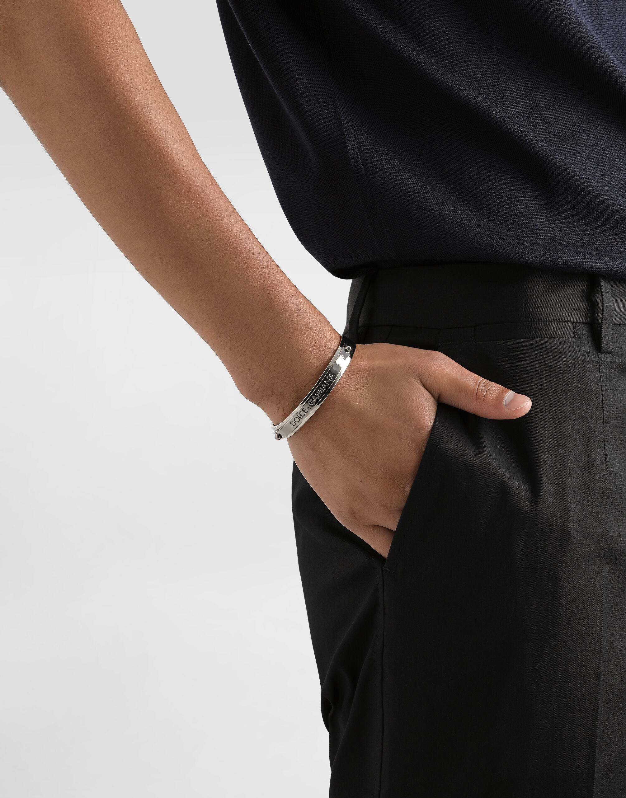 Rigid bracelet with Dolce&Gabbana logo in Silver for Men