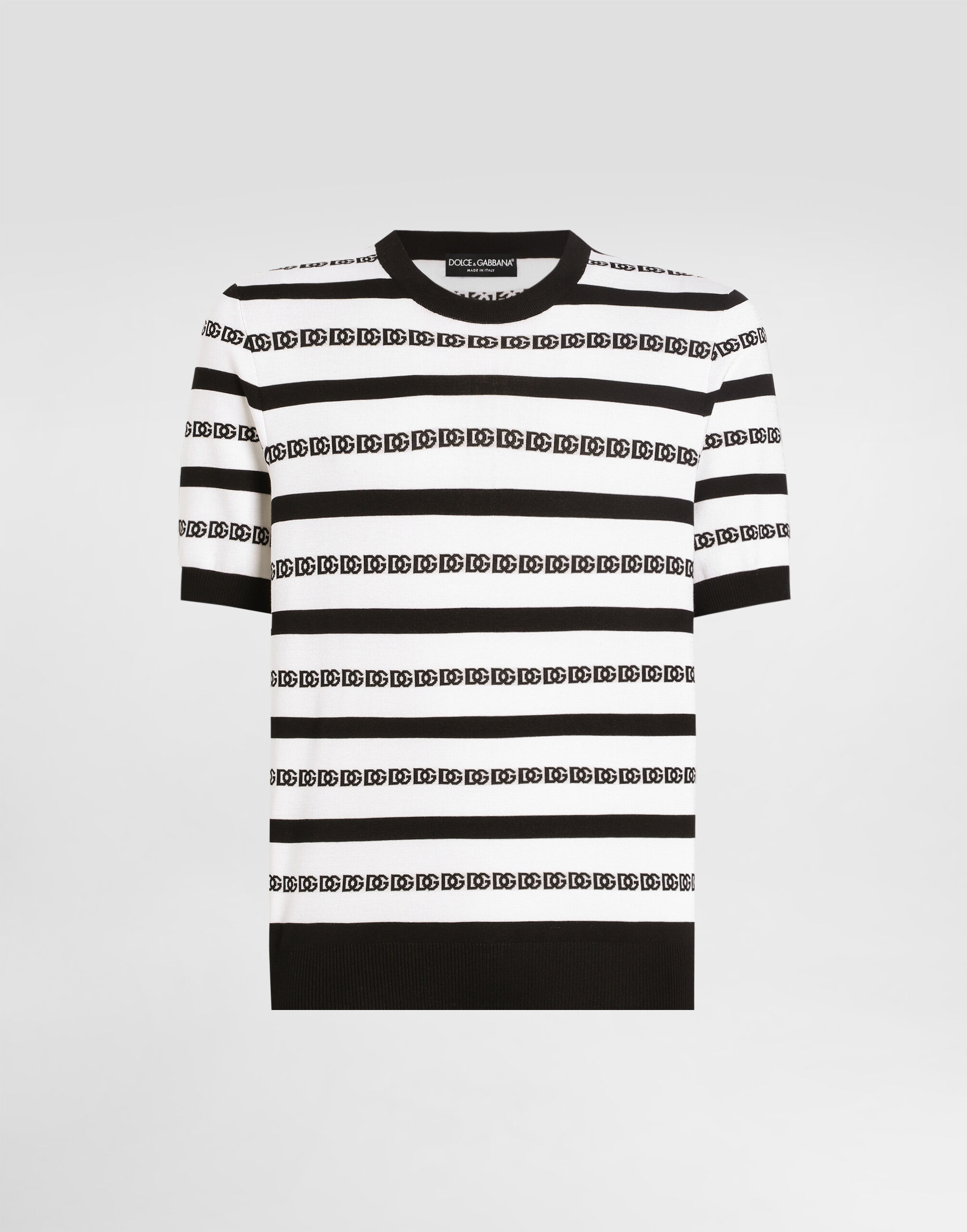 Silk crew-neck pullover with logo in Multicolor for Men