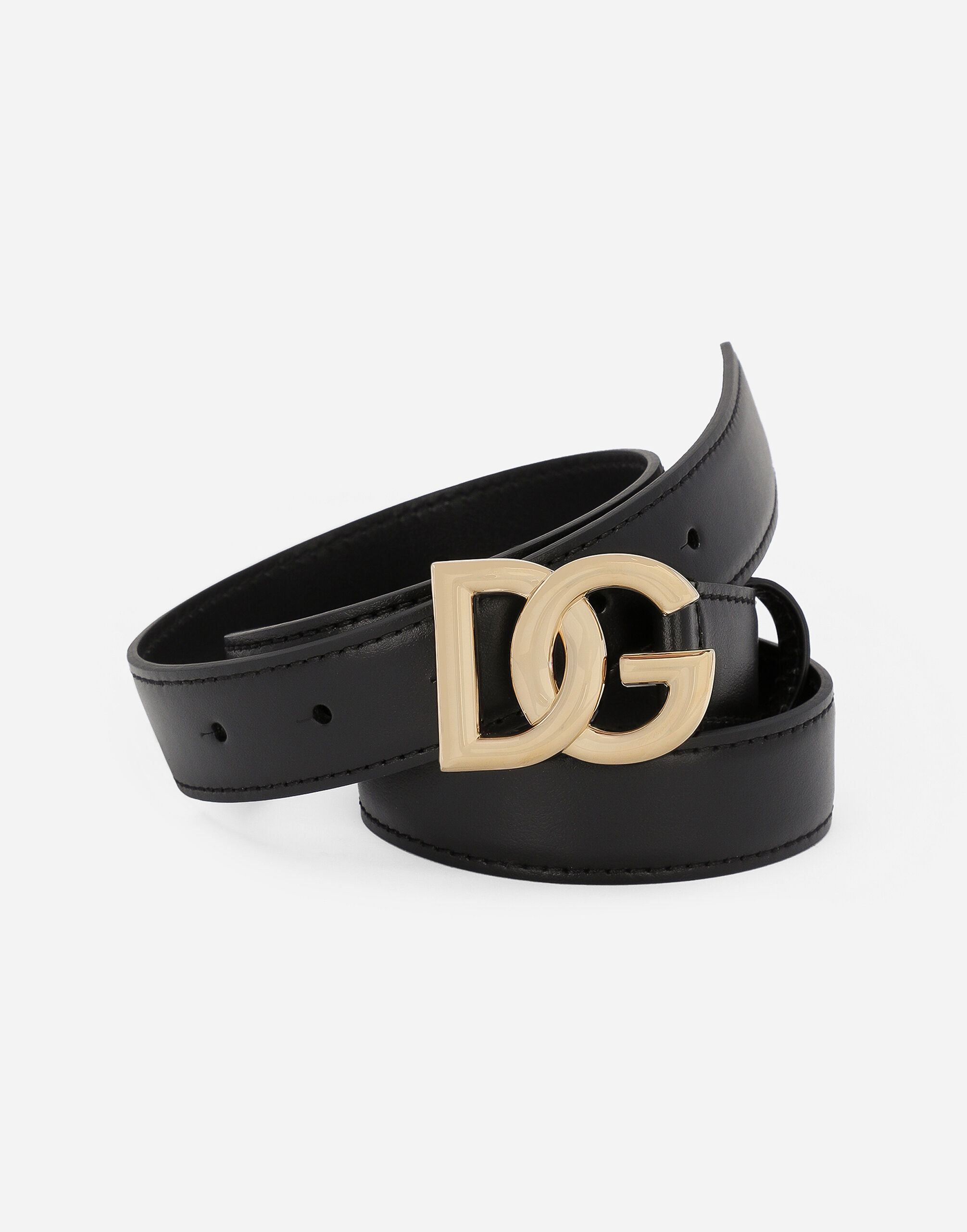 Calfskin belt with DG logo in Black for Women | Dolce&Gabbana® US